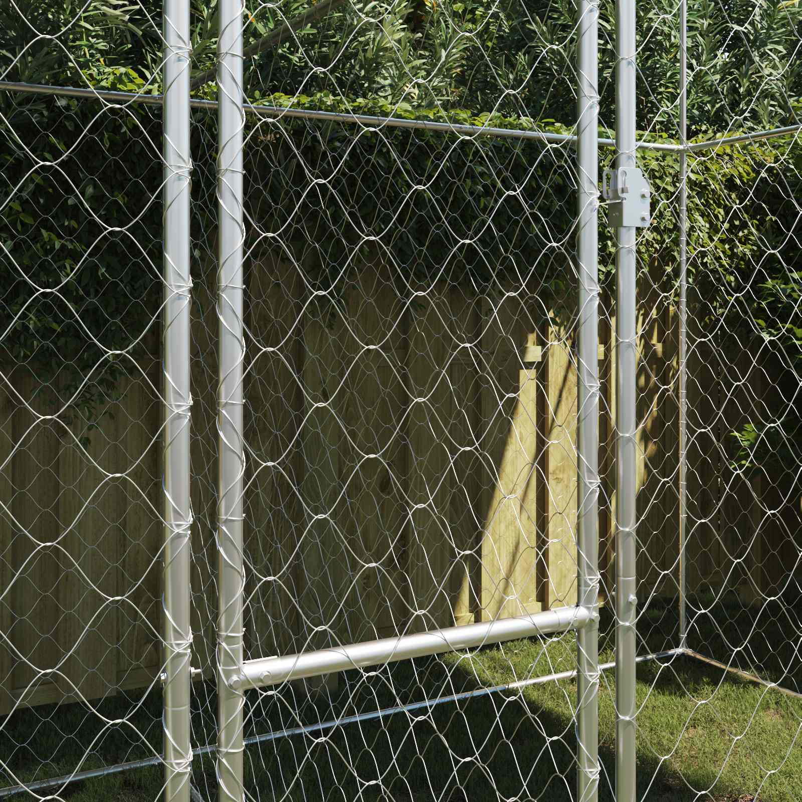 Gabbia per Cani con Tetto Argento 400 x 200 x 256 cm | homemem39