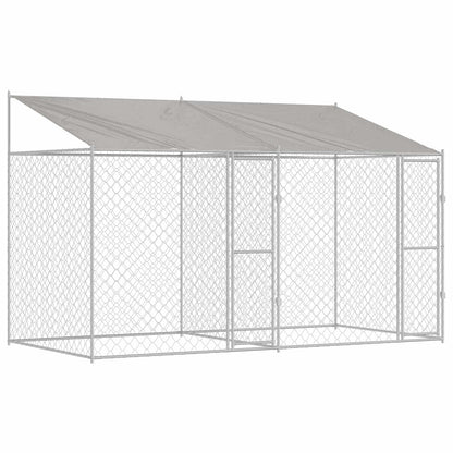 Gabbia per Cani con Tetto Argento 400 x 200 x 256 cm | homemem39