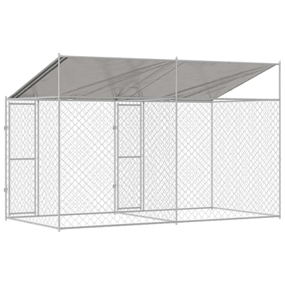 Gabbia per Cani con Tetto Argento 400 x 200 x 256 cm | homemem39