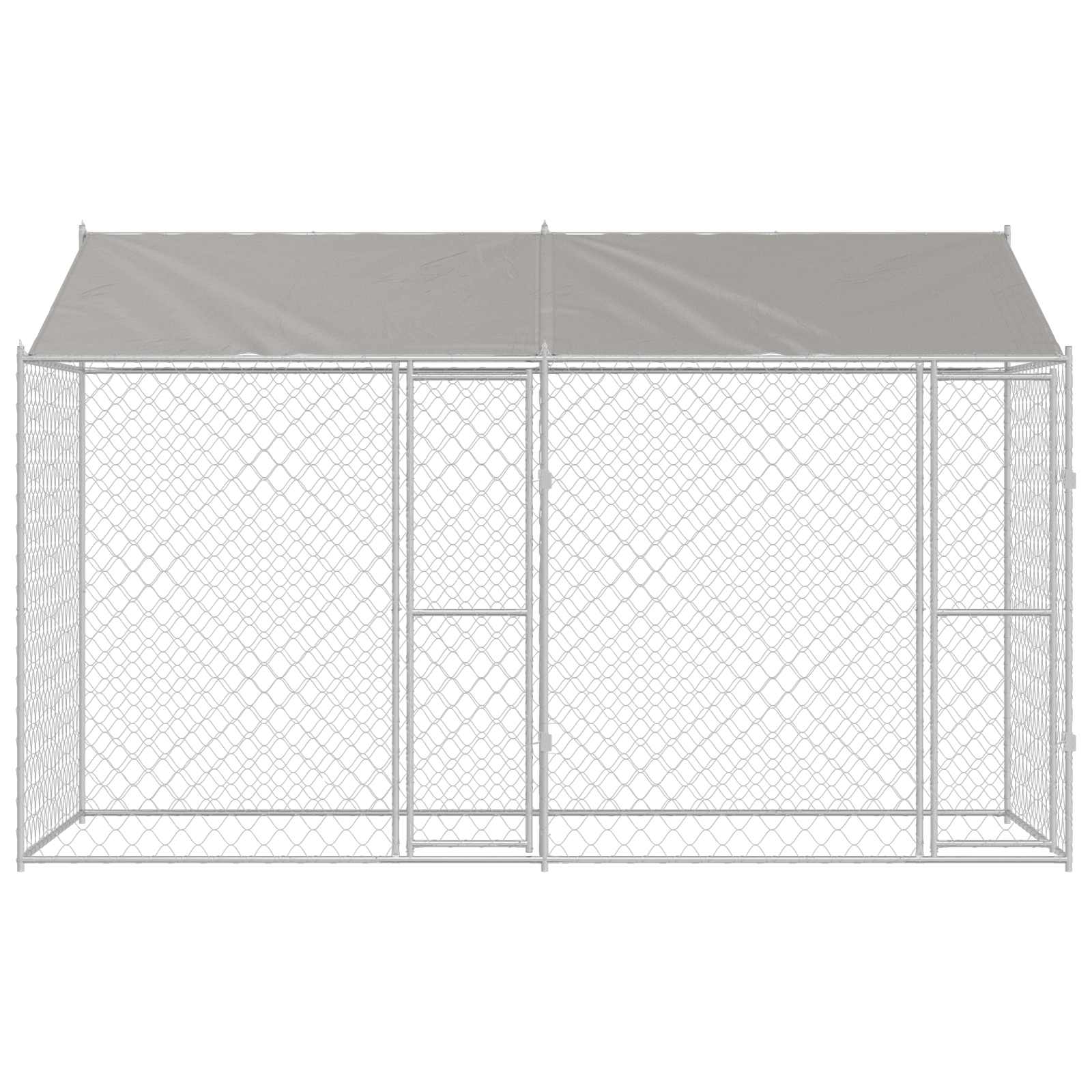Gabbia per Cani con Tetto Argento 400 x 200 x 256 cm | homemem39