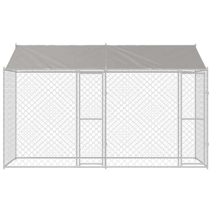 Gabbia per Cani con Tetto Argento 400 x 200 x 256 cm | homemem39