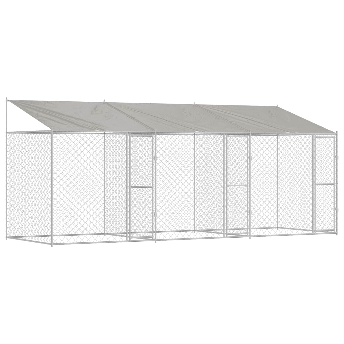 Gabbia per Cani con Tetto Argento 600 x 200 x 256 cm | homemem39
