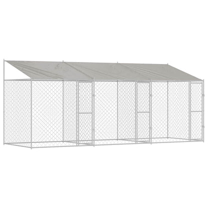 Gabbia per Cani con Tetto Argento 600 x 200 x 256 cm | homemem39