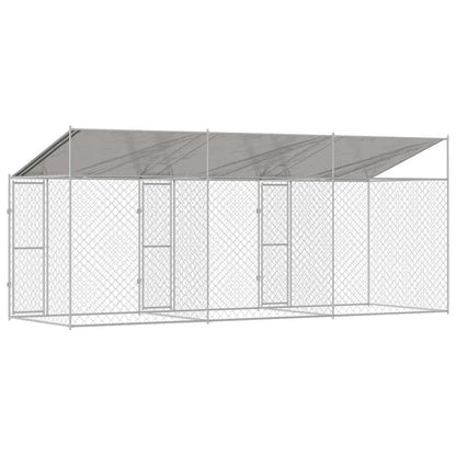 Gabbia per Cani con Tetto Argento 600 x 200 x 256 cm | homemem39