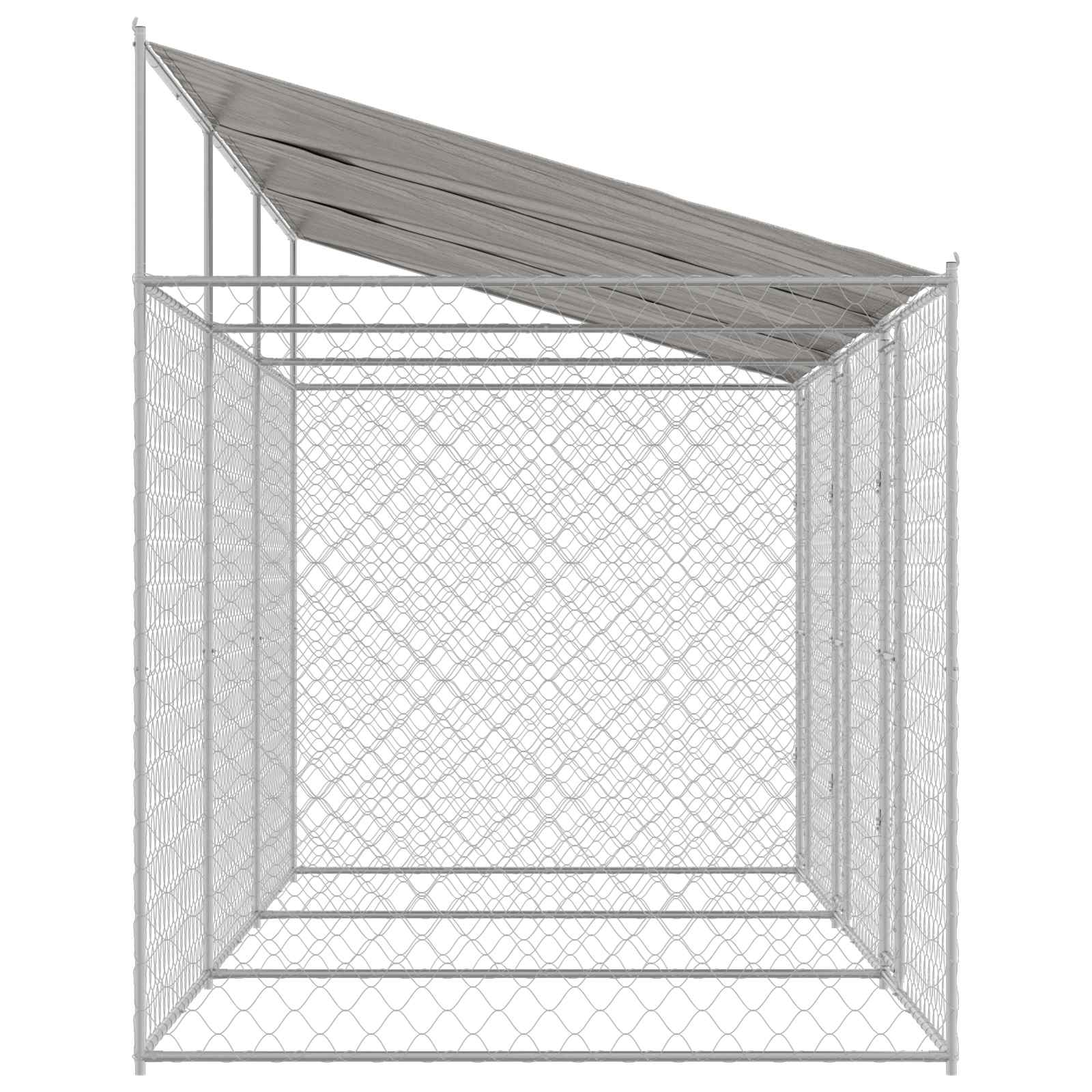 Gabbia per Cani con Tetto Argento 600 x 200 x 256 cm | homemem39