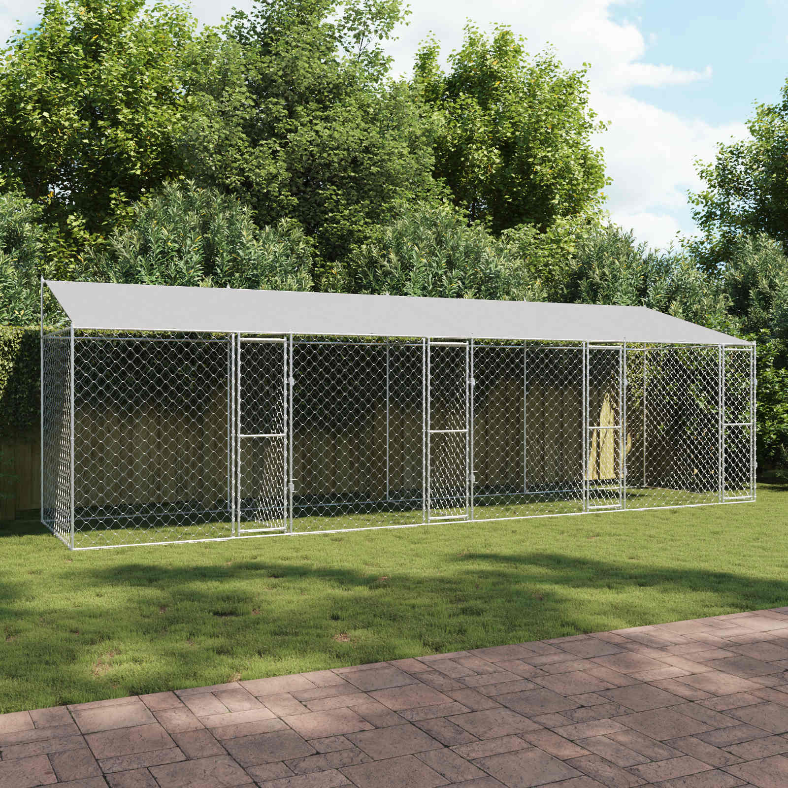 Gabbia per Cani con Tetto Argento 800 x 200 x 256 cm | homemem39
