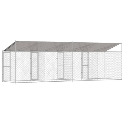 Gabbia per Cani con Tetto Argento 800 x 200 x 256 cm | homemem39