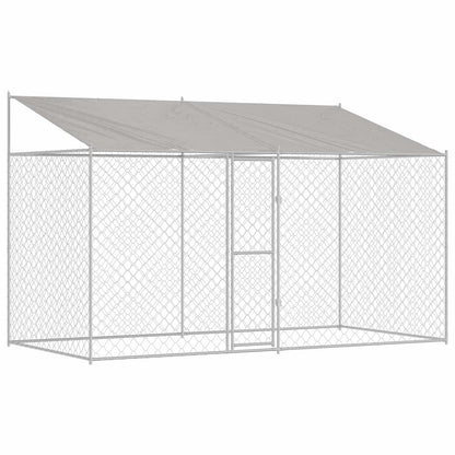 Gabbia per Cani con Tetto Argento 400 x 200 x 256 cm | homemem39