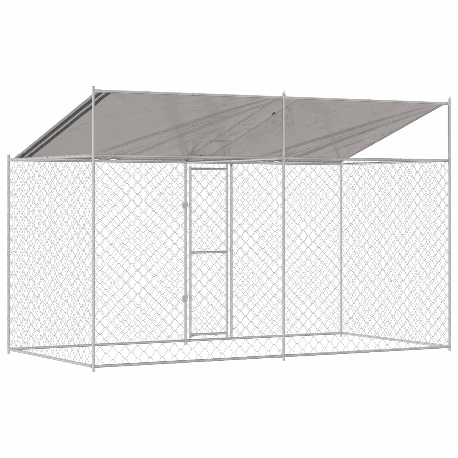 Gabbia per Cani con Tetto Argento 400 x 200 x 256 cm | homemem39