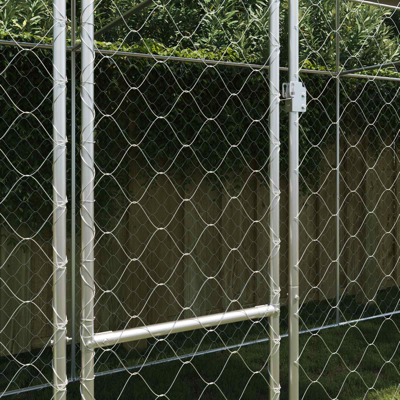 Gabbia per Cani con Tetto Argento 600 x 200 x 256 cm | homemem39