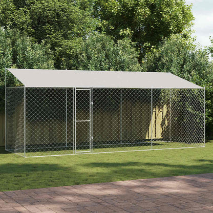 Gabbia per Cani con Tetto Argento 600 x 200 x 256 cm | homemem39
