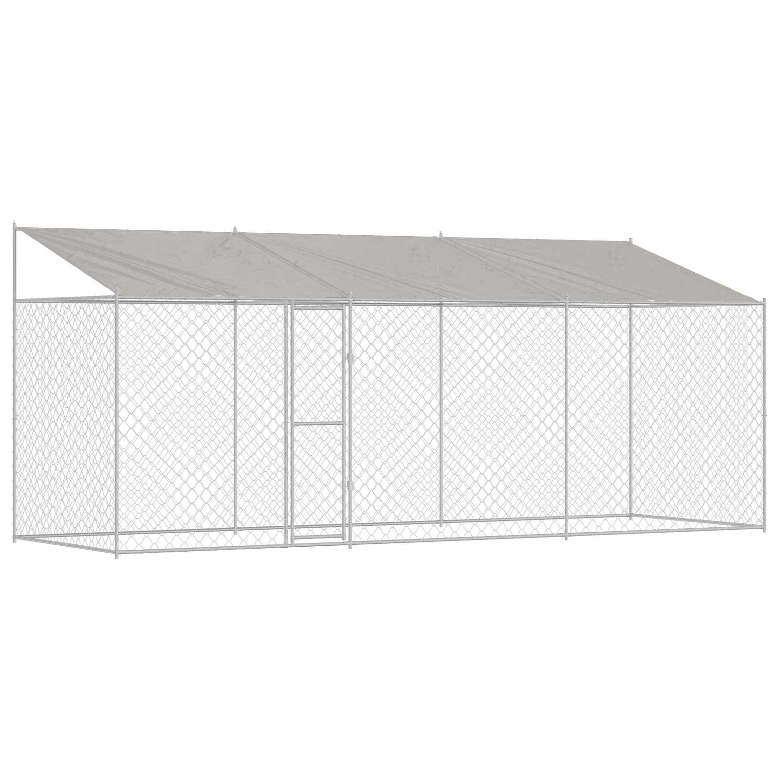 Gabbia per Cani con Tetto Argento 600 x 200 x 256 cm | homemem39