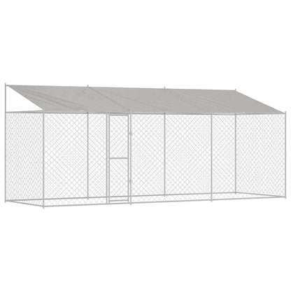 Gabbia per Cani con Tetto Argento 600 x 200 x 256 cm | homemem39