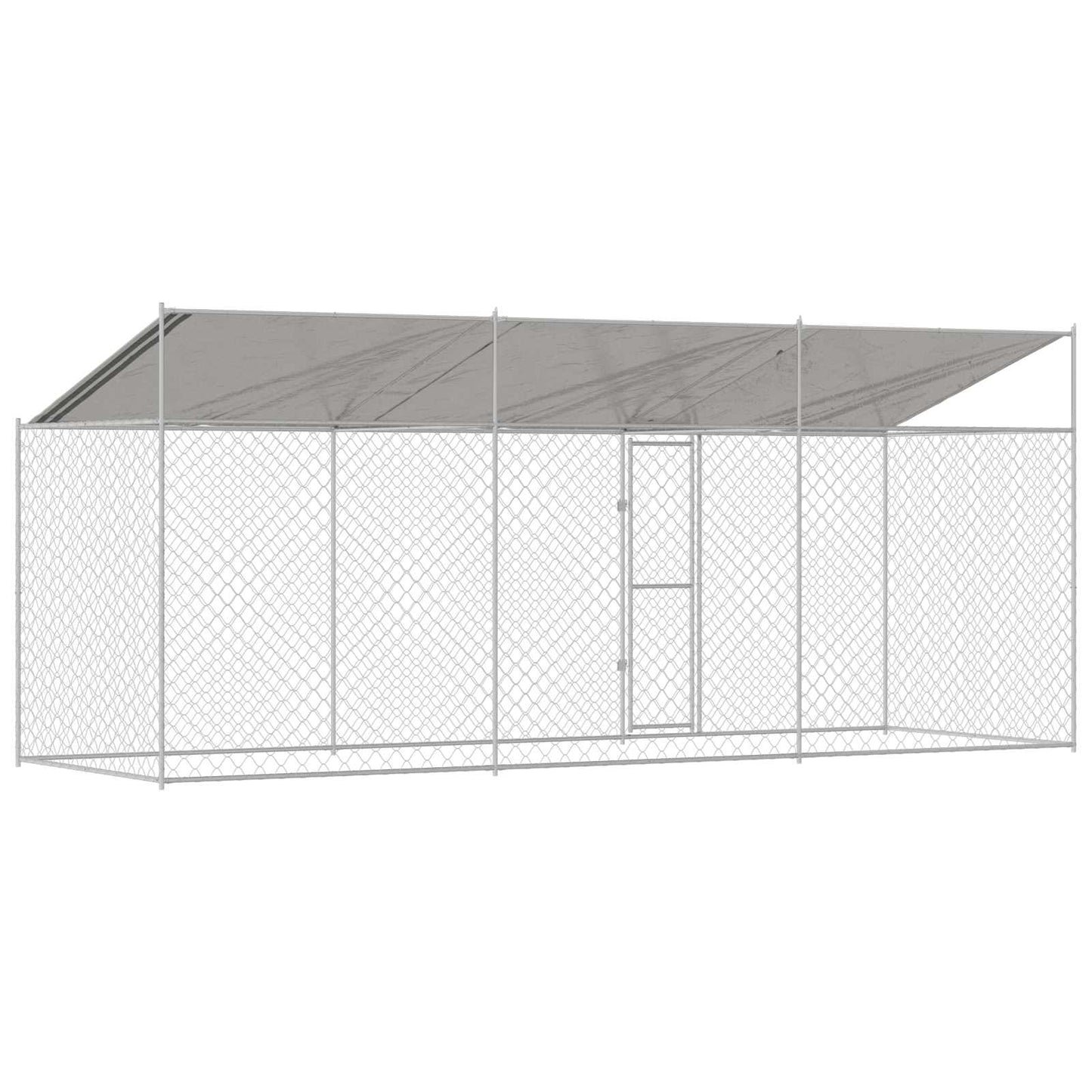 Gabbia per Cani con Tetto Argento 600 x 200 x 256 cm | homemem39