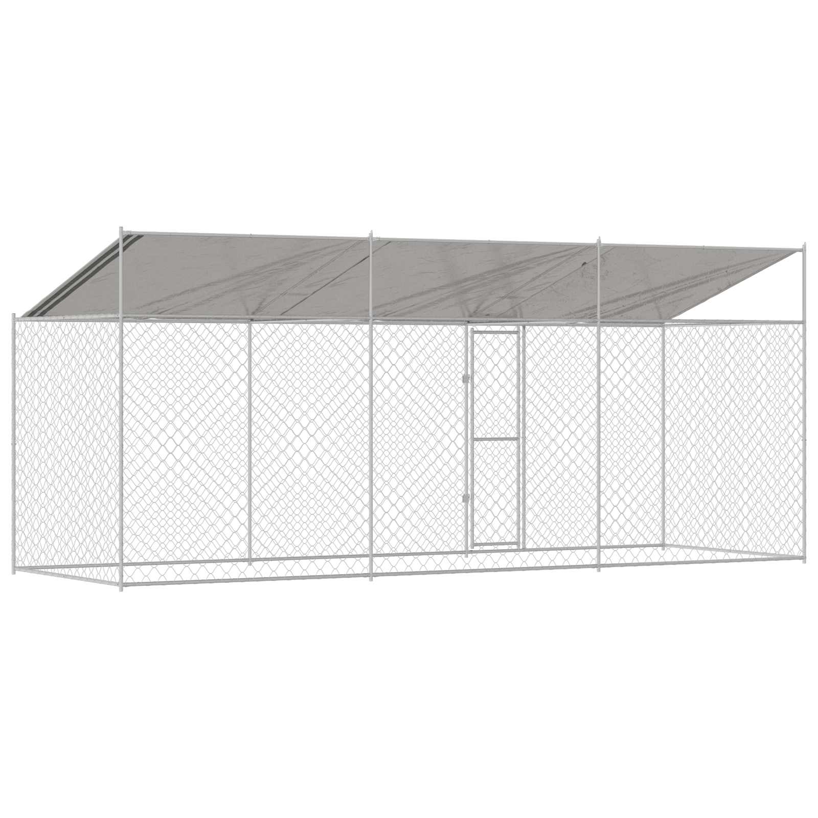 Gabbia per Cani con Tetto Argento 600 x 200 x 256 cm | homemem39