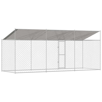 Gabbia per Cani con Tetto Argento 600 x 200 x 256 cm | homemem39