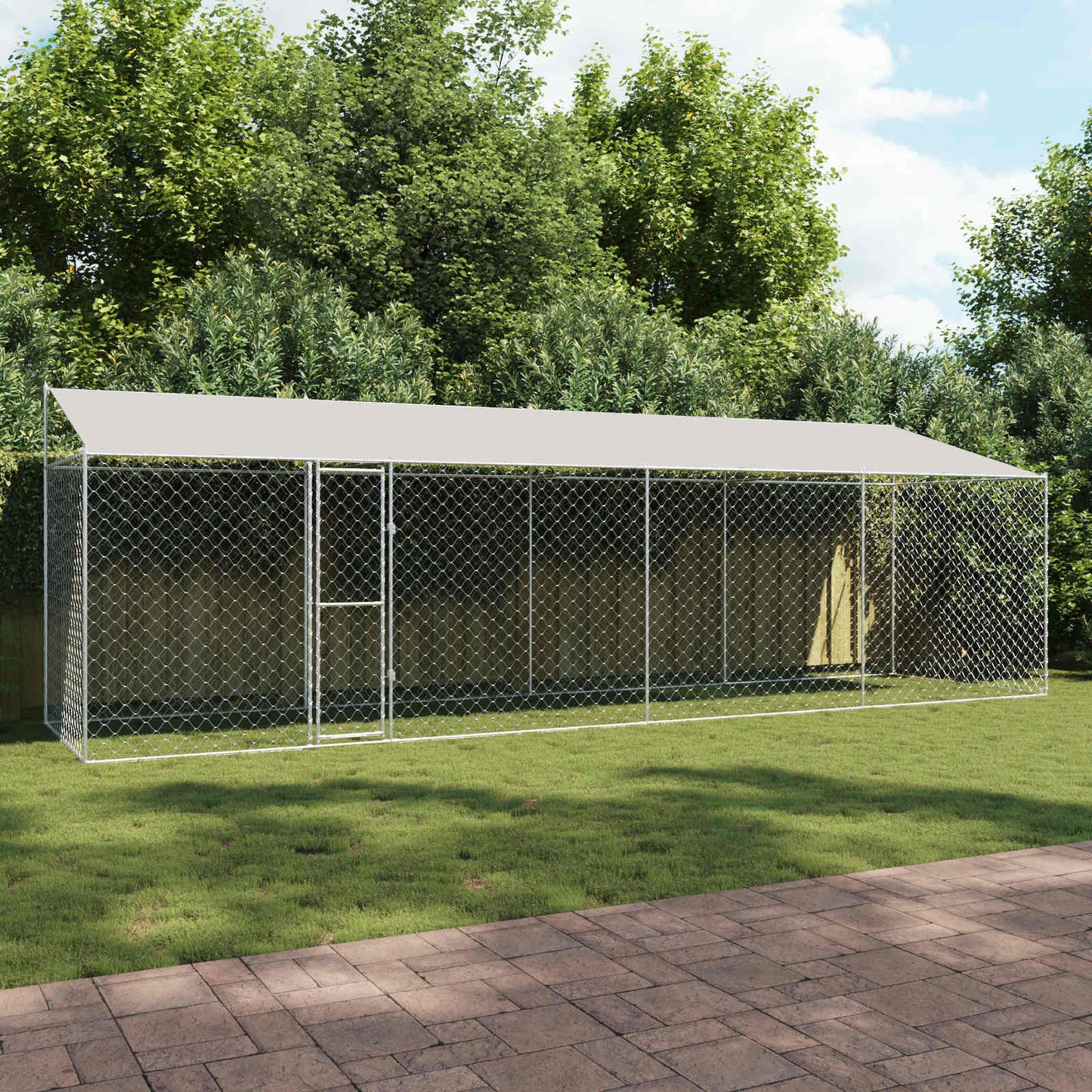 Gabbia per Cani con Tetto Argento 800 x 200 x 256 cm | homemem39