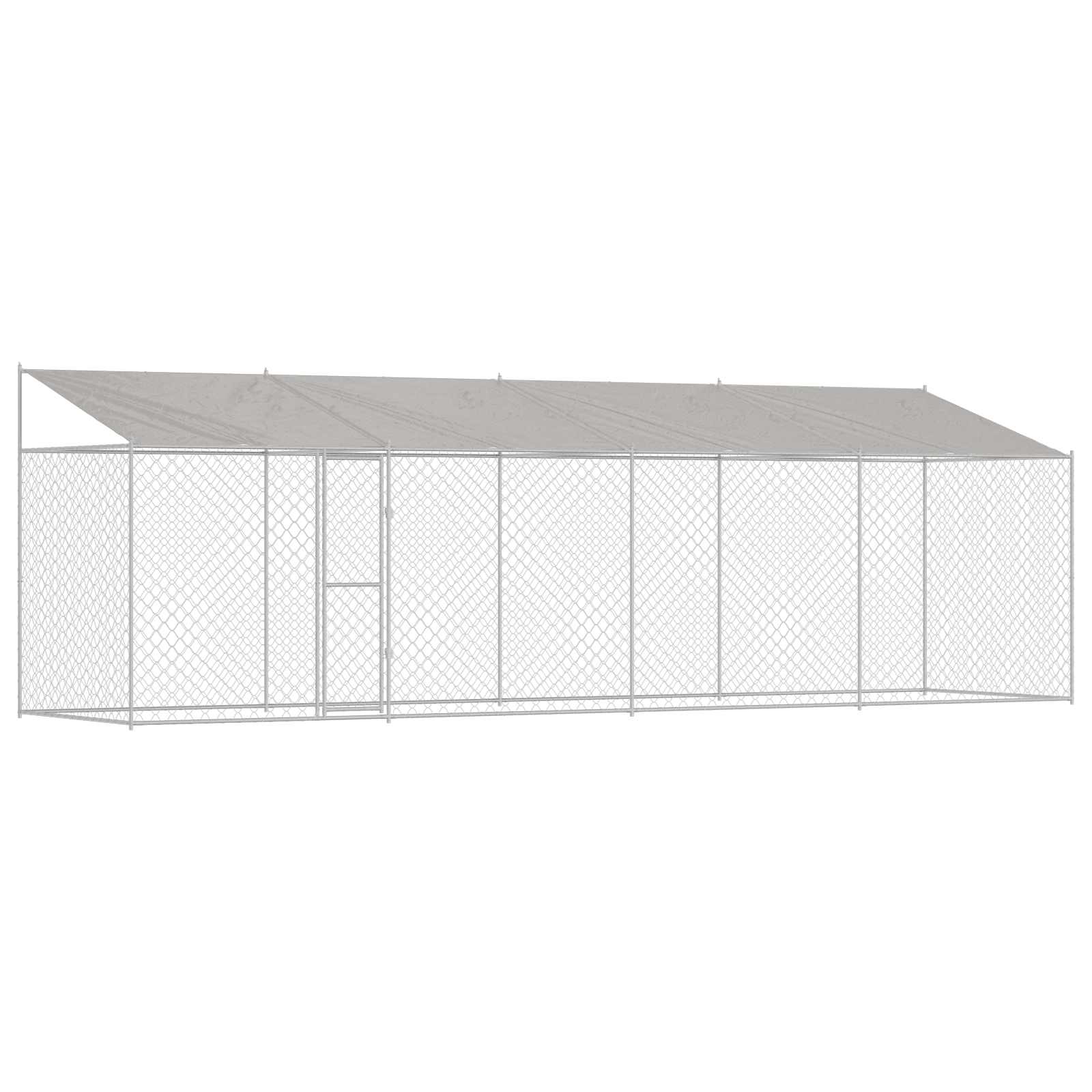 Gabbia per Cani con Tetto Argento 800 x 200 x 256 cm | homemem39