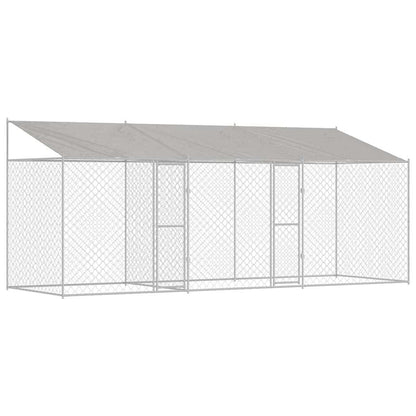 Gabbia per Cani con Tetto Argento 600 x 200 x 256 cm
