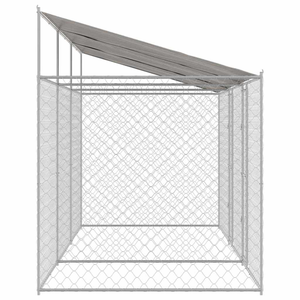 Gabbia per Cani con Tetto Argento 600 x 200 x 256 cm | homemem39