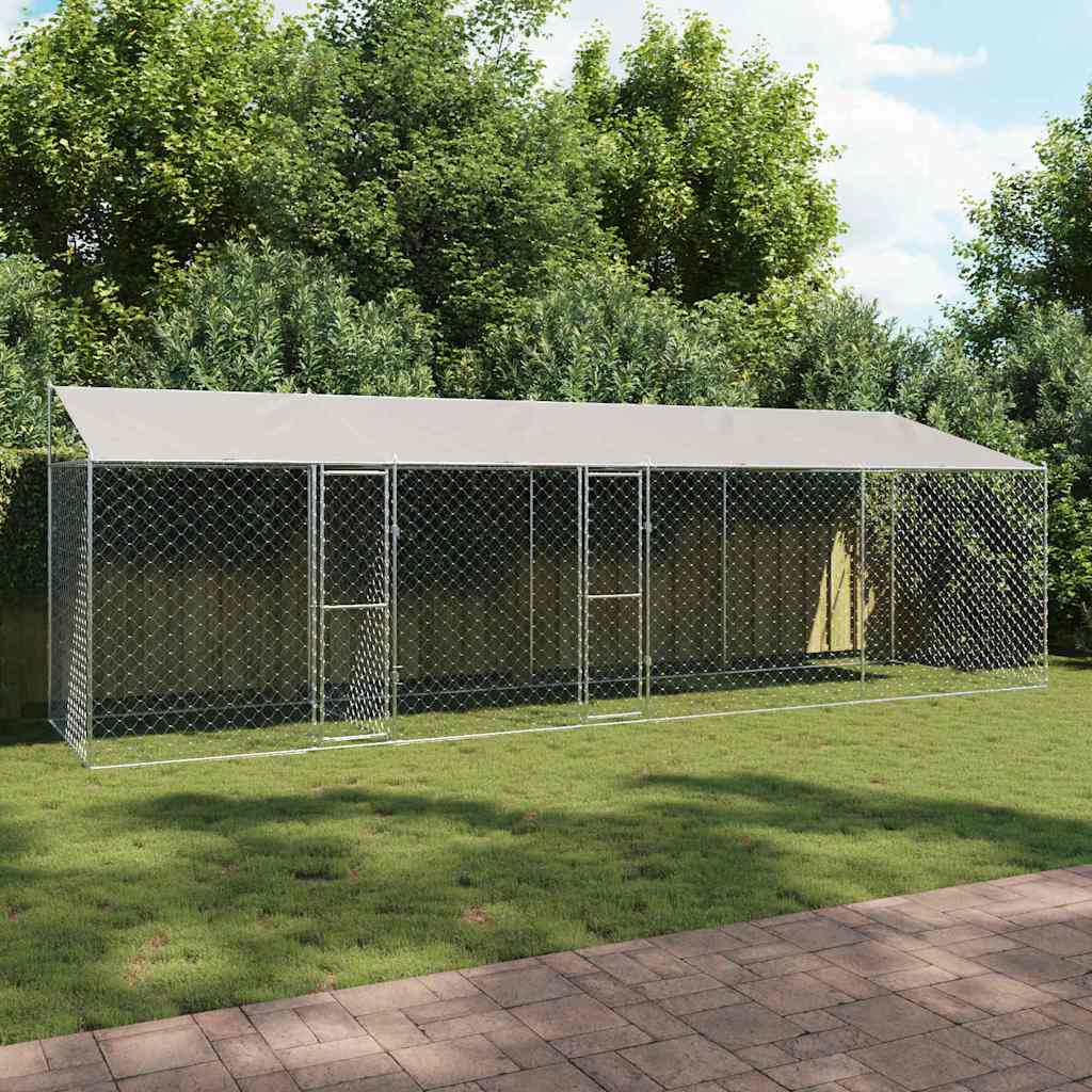 Gabbia per Cani con Tetto Argento 800 x 200 x 256 cm | homemem39