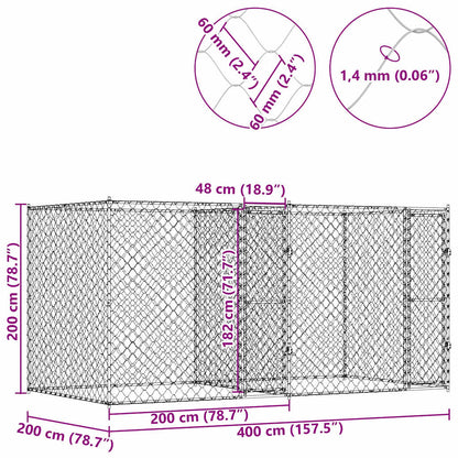 Gabbia per cani Argento 400 x 200 x 200 cm Acciaio zincato | homemem39