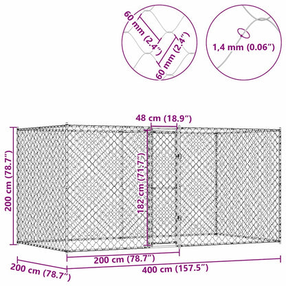 Gabbia per cani Argento 400 x 200 x 200 cm Acciaio zincato