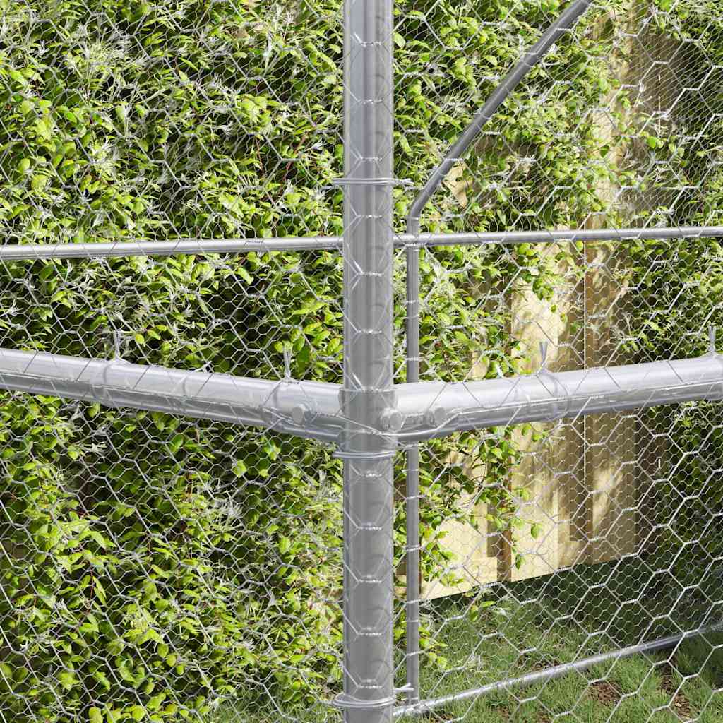 Gabbia per polli 3 pcs Argento 600 x 200 x 200 cm Acciaio e PE