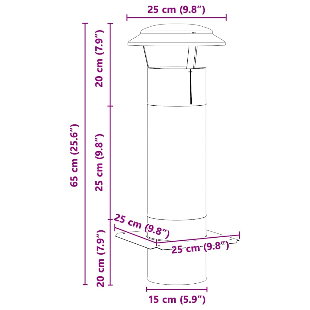 Estensione Camino Argento 25 x 25 x 65 cm Acciaio inossidabile | homemem39