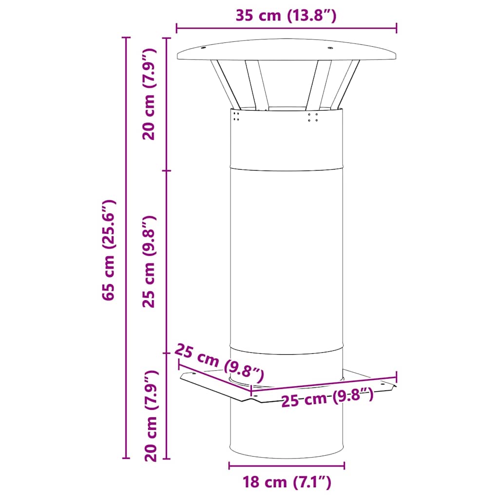 Estensione Camino Argento 35 x 35 x 65 cm Acciaio inossidabile