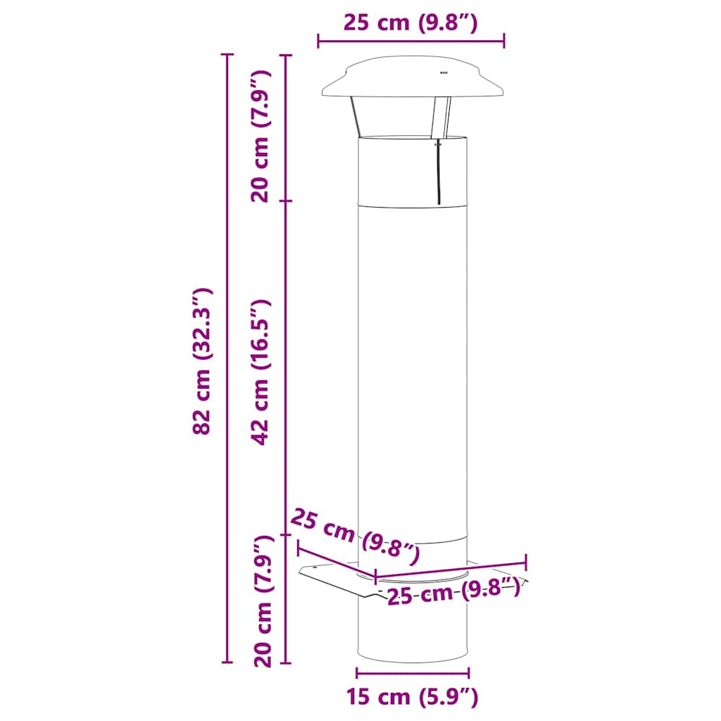 Estensione Camino Argento 25 x 25 x 82 cm Acciaio inossidabile | homemem39