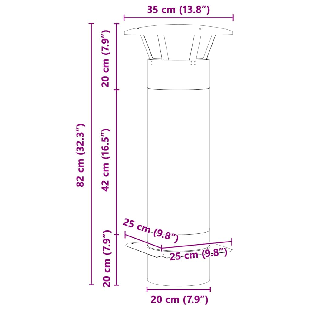 Estensione Camino Argento 35 x 35 x 82 cm Acciaio inossidabile - homemem39