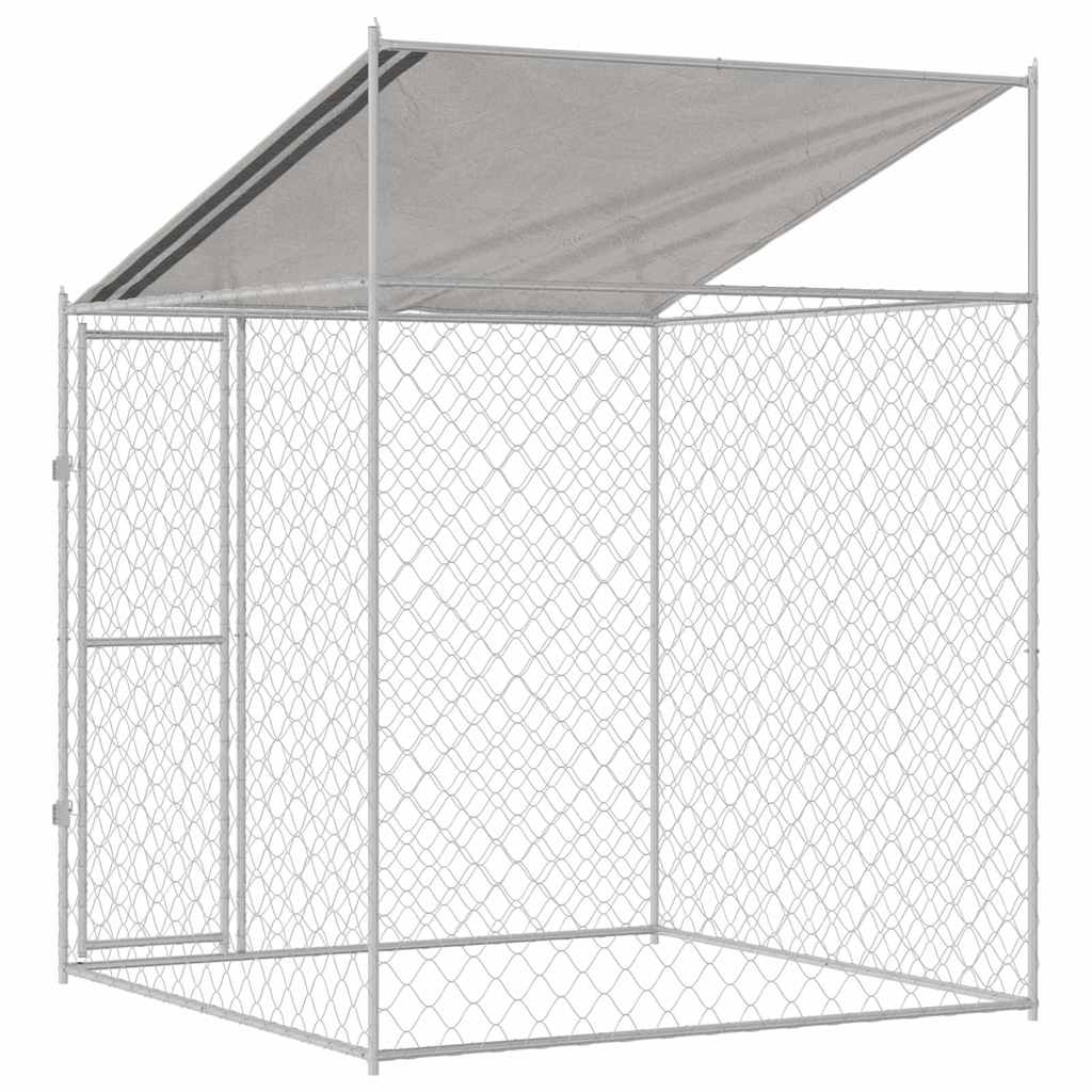 Gabbia per Cani con Tetto Argento 200 x 200 x 258 cm | homemem39