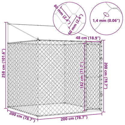 Gabbia per Cani con Tetto Argento 200 x 200 x 258 cm | homemem39