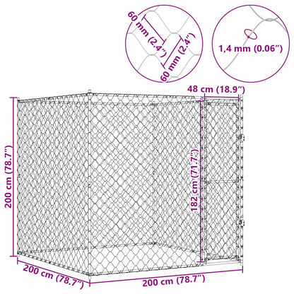 Gabbia per cani Argento 200 x 200 x 200 cm Acciaio zincato