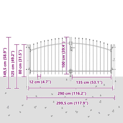 Cancello Doppio Woerden Grigio 299,5 x 149,5 cm Acciaio | homemem39