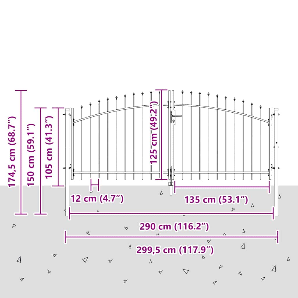 Cancello Doppio Woerden Grigio 299,5 x 174,5 cm Acciaio | homemem39