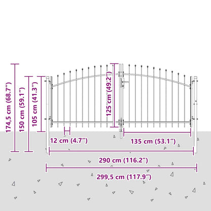 Cancello Doppio Woerden Grigio 299,5 x 174,5 cm Acciaio | homemem39