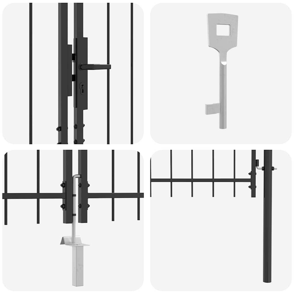 Cancello Doppio con blocco Grigio 299,5 x 199,5 cm Acciaio