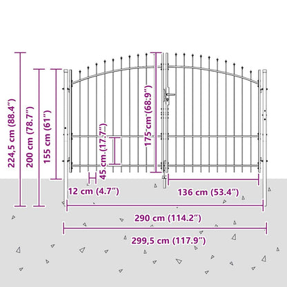 Cancello Doppio Woerden Grigio 299,5 x 224,5 cm Acciaio | homemem39