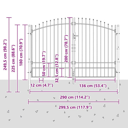 Cancello Doppio Woerden Grigio 299,5 x 249,5 cm Acciaio | homemem39
