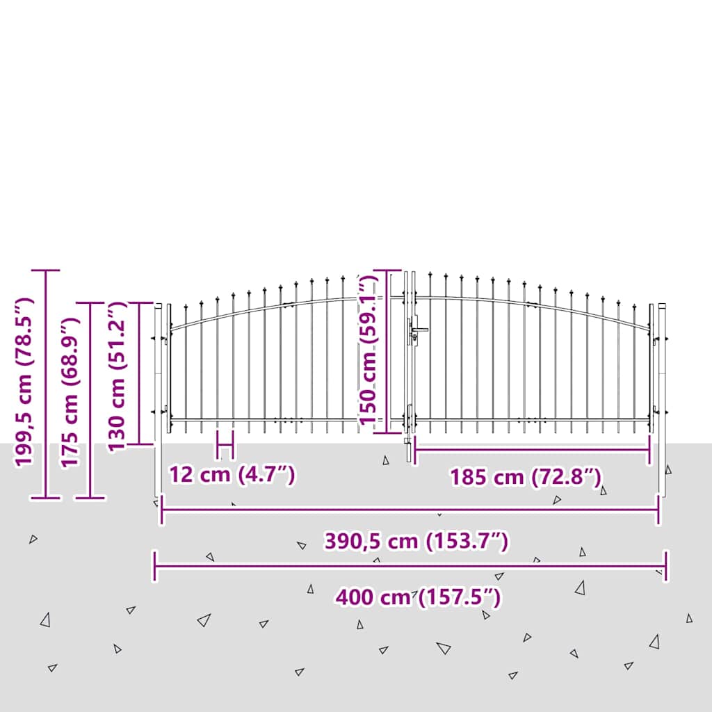 Cancello Doppio Woerden Grigio 400 x 199.5 cm Acciaio | homemem39