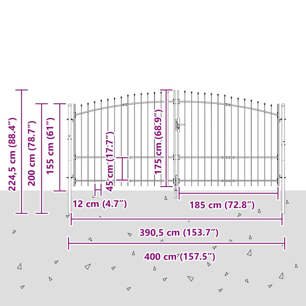 Cancello Doppio Woerden Grigio 400 x 224,5 cm Acciaio | homemem39