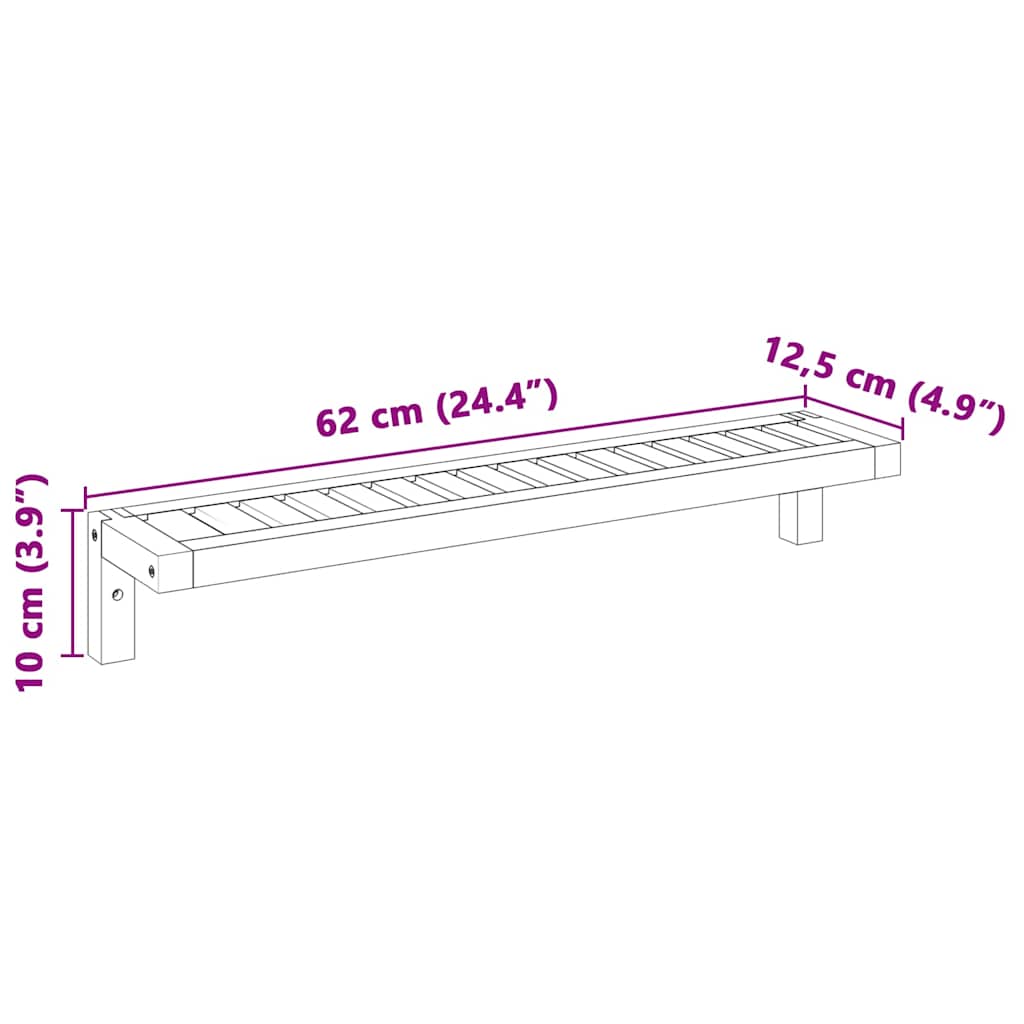 Mensola da Muro Appesa Naturale 62 x 10 x 12,5 cm