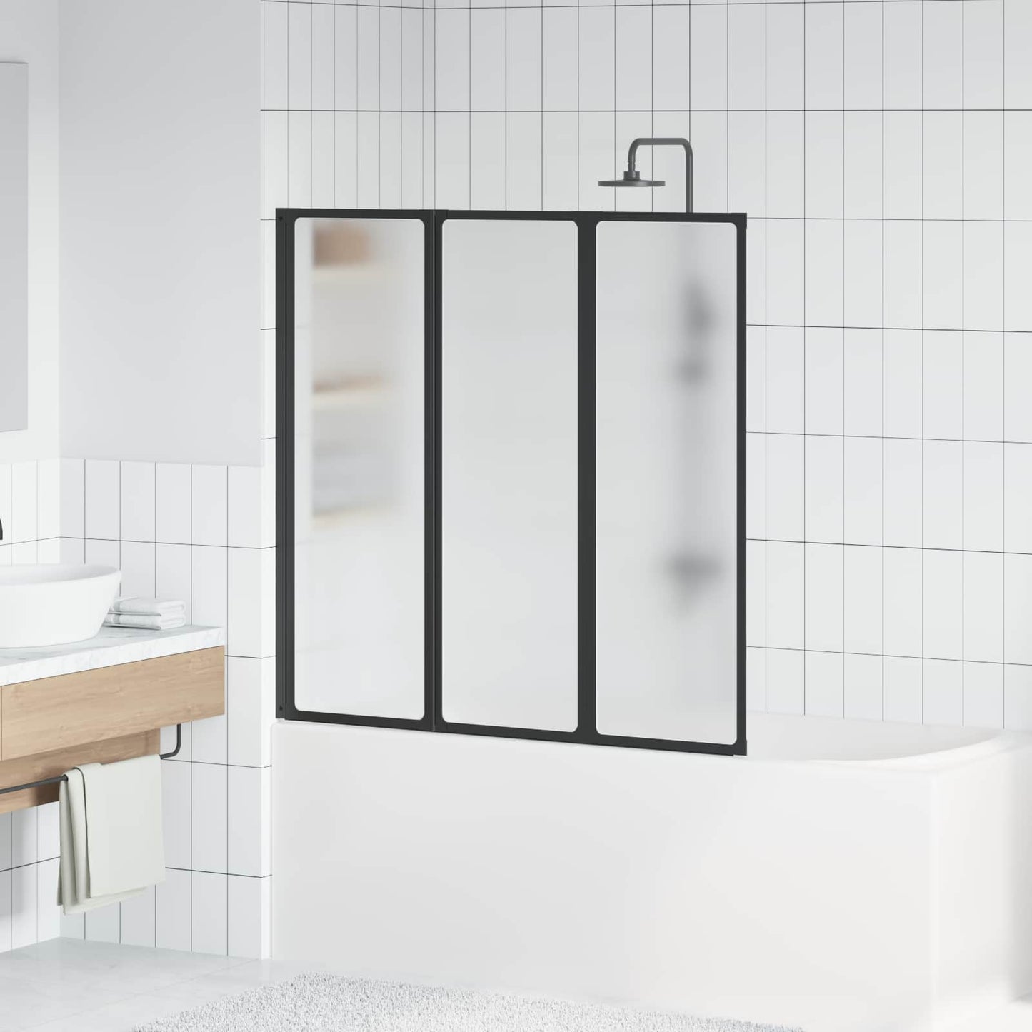 Parete doccia Nero 120 x 2 x 117 cm Alluminio e PP | homemem39