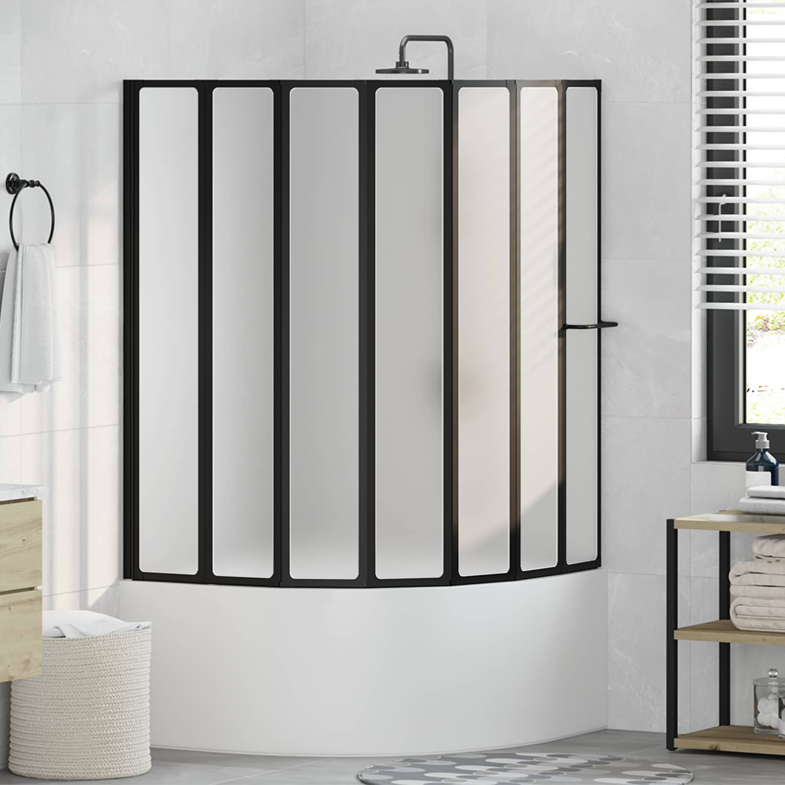 Parete doccia Nero 168 x 140 cm Alluminio | homemem39
