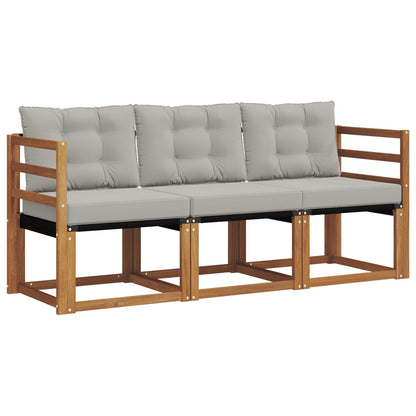 Set di divani da esterno 3 pcs Grigio Naturale e Chiaro | homemem39