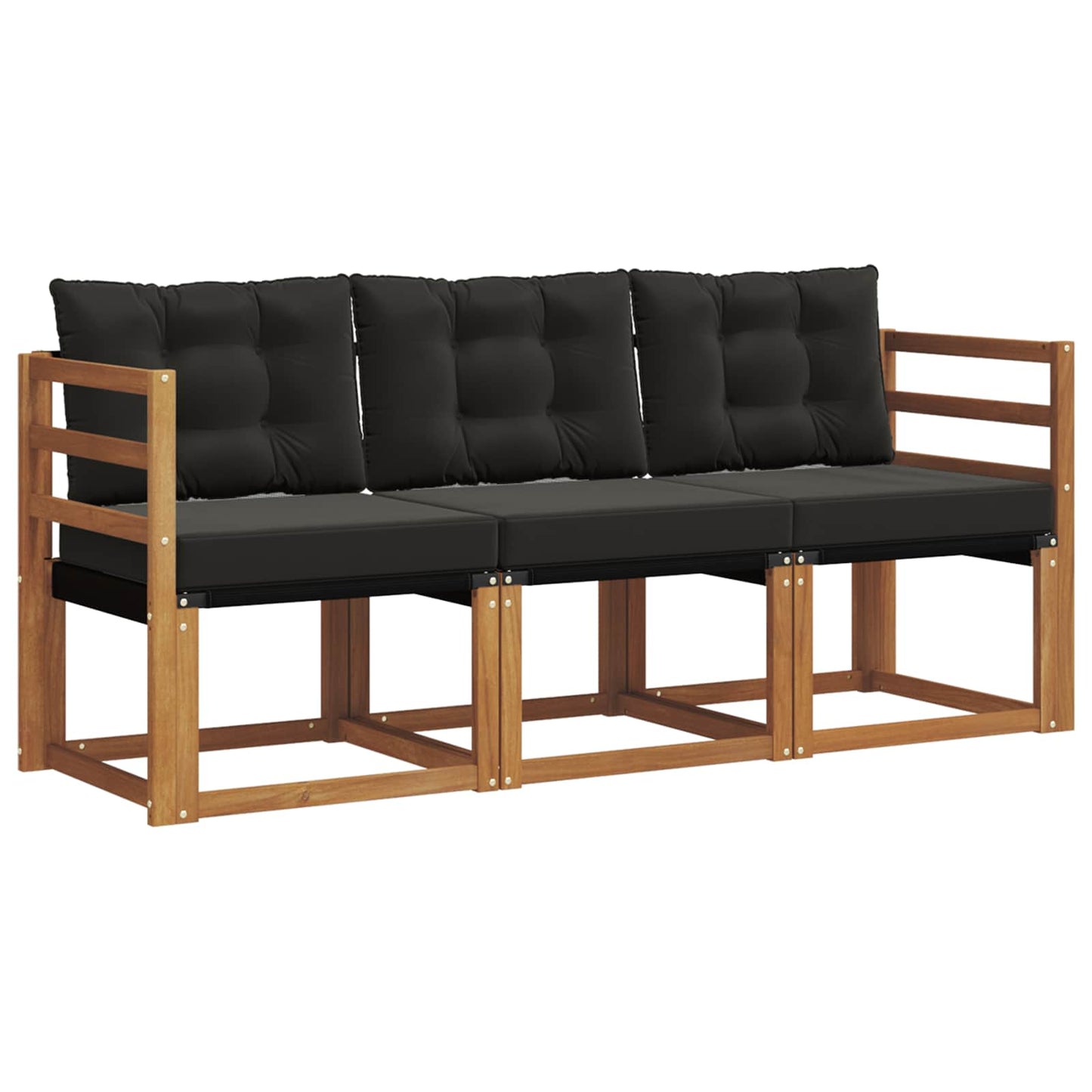 Set di divani da esterno con cuscino 3 pcs Naturale e Nero | homemem39