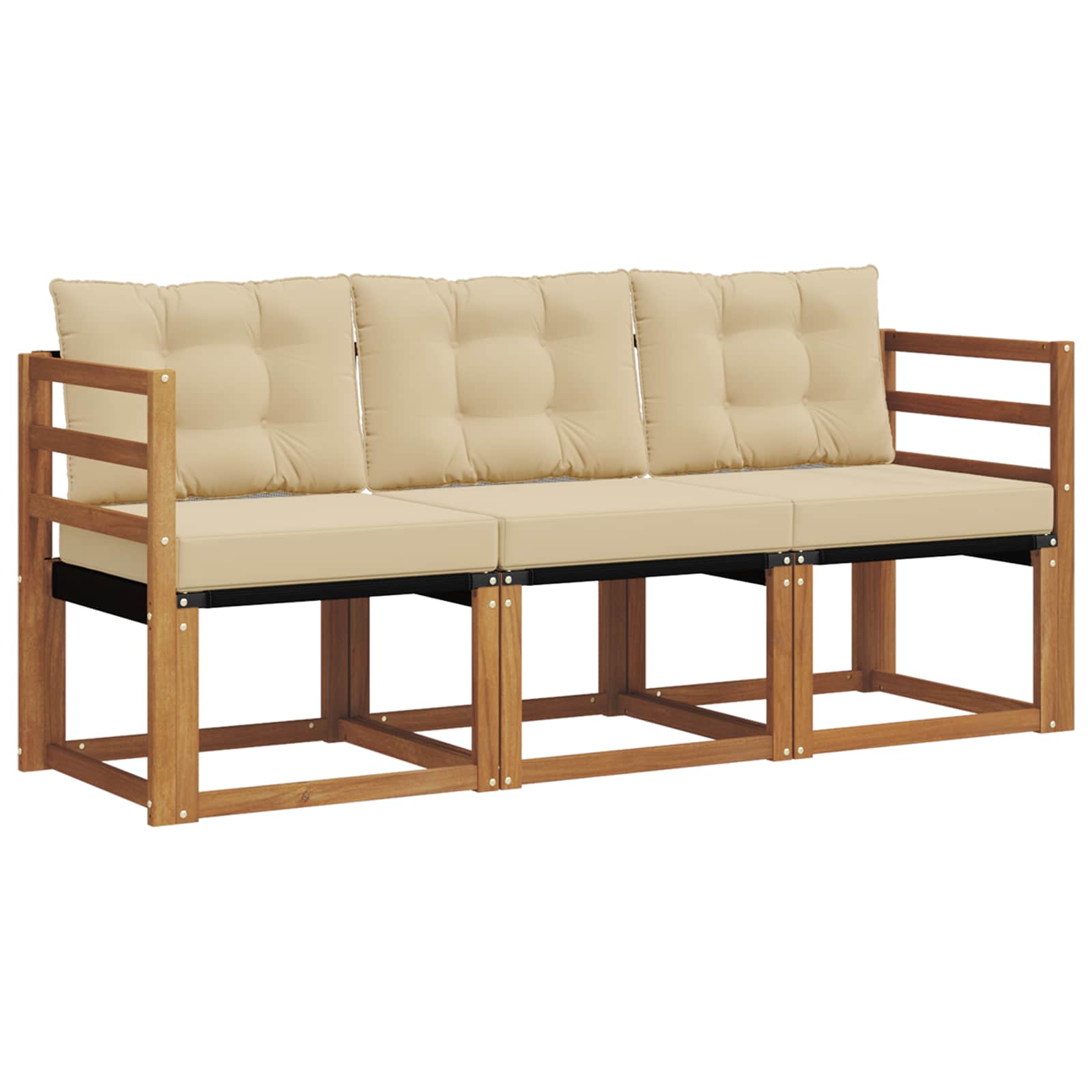 Set di divani da esterno con cuscino 3 pcs Naturale e Beige | homemem39