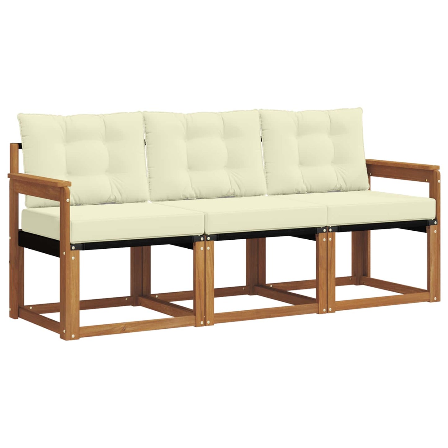 Set di divani da esterno con cuscino 3 pcs Naturale e Crema | homemem39